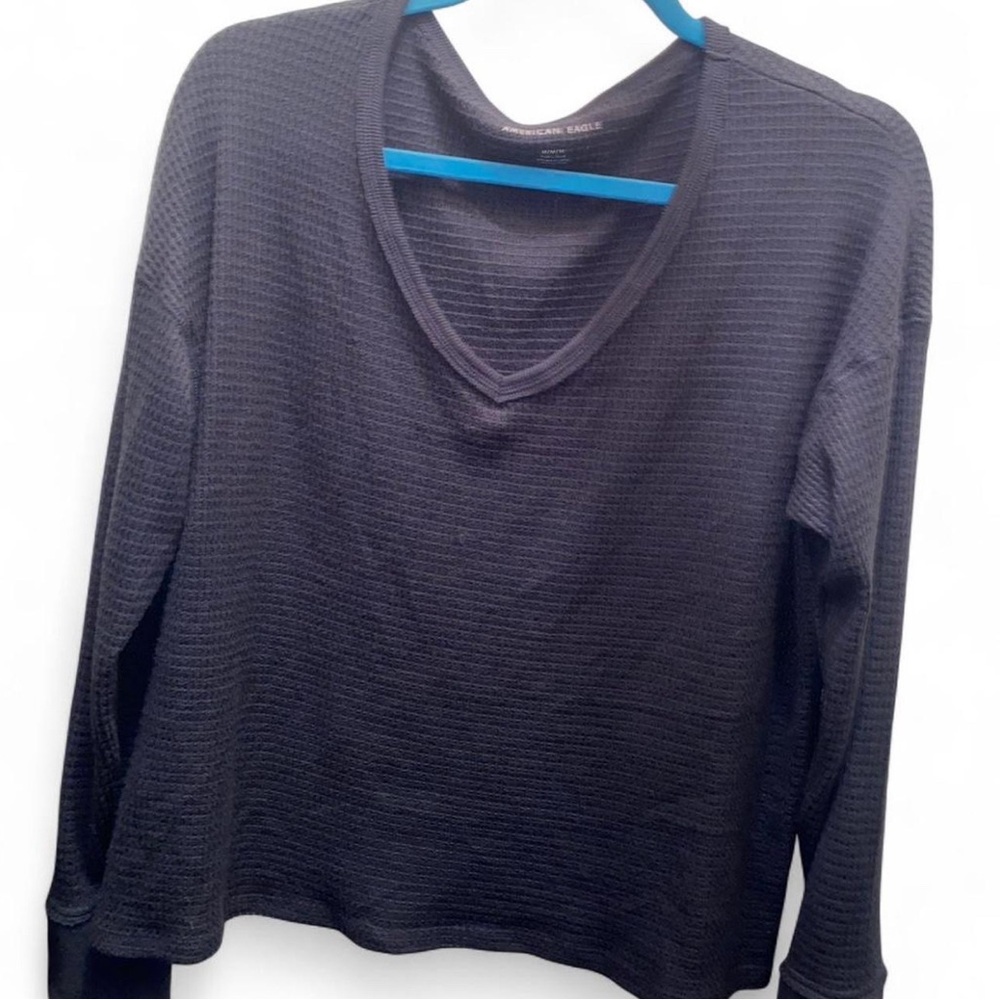 American Eagle Outfitters Textured Dark Blue Sweater